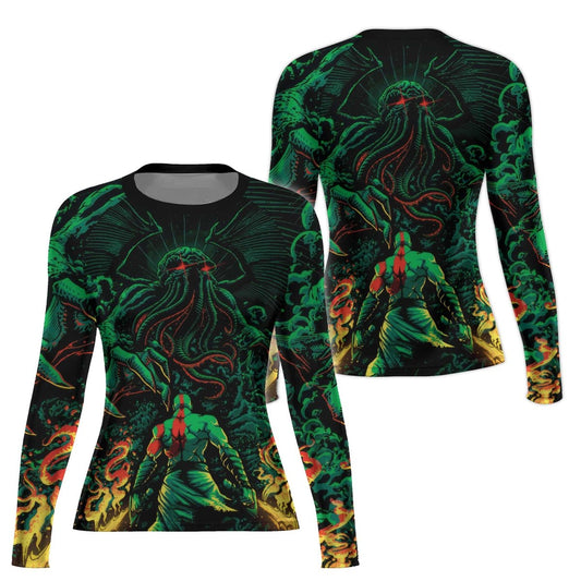 Kratos Versus Cthulhu Women's Long Sleeve Rash Guard - BattleFitGear