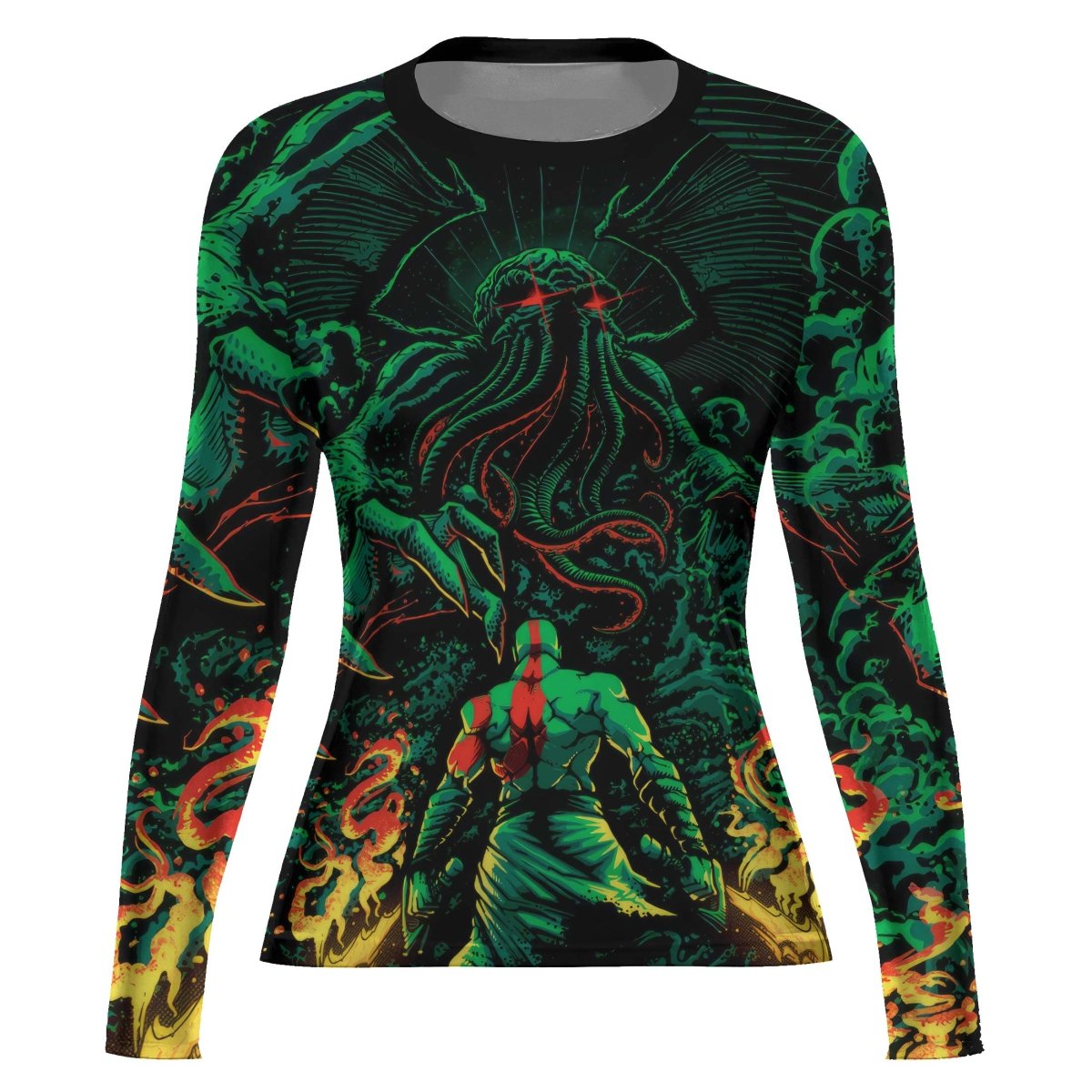 Kratos Versus Cthulhu Women's Long Sleeve Rash Guard - BattleFitGear