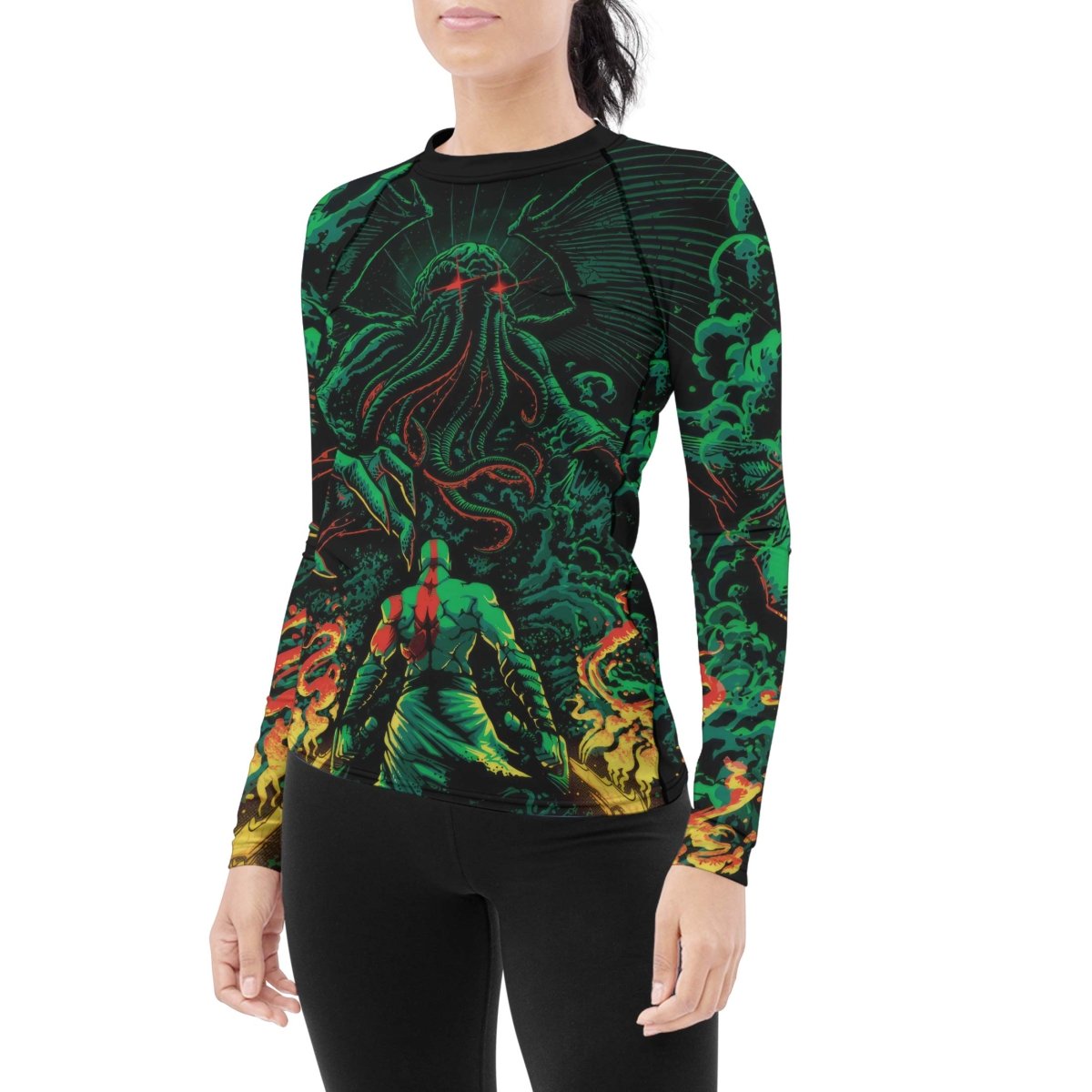 Kratos Versus Cthulhu Women's Long Sleeve Rash Guard - BattleFitGear