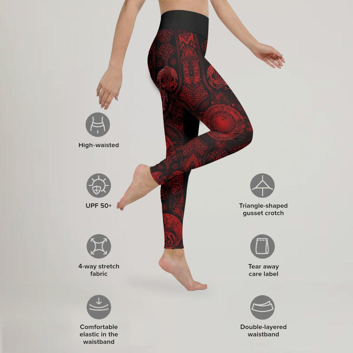 Viking Suncatcher Red Leggings - BattleFitGear