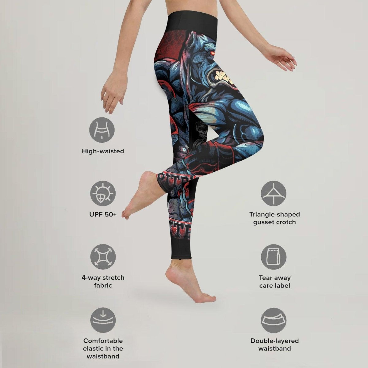 Red Rage Pitbull Boxing Leggings - BattleFitGear