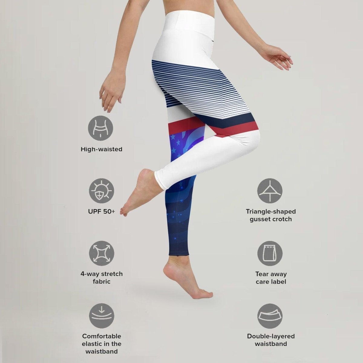 American Flag White Leggings - BattleFitGear