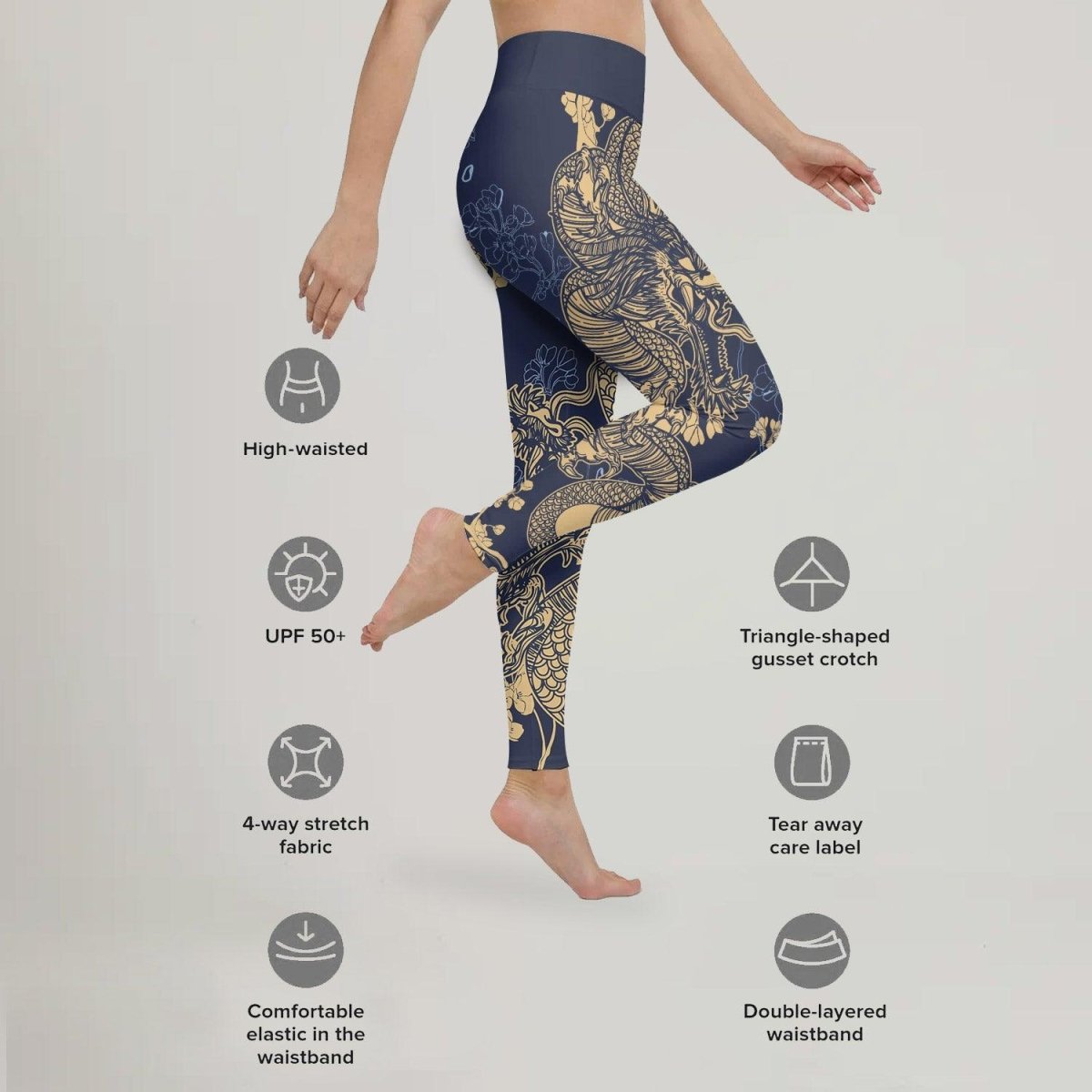 Flower Chinese Dragon Leggings - BattleFitGear