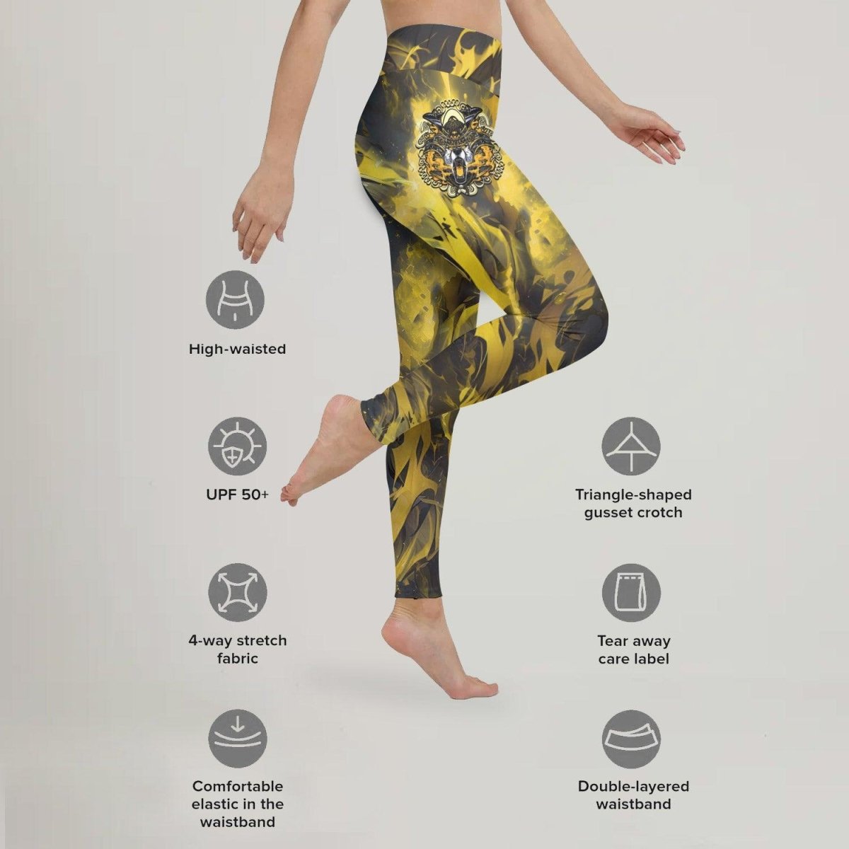 Golden Panda Skull Leggings - BattleFitGear