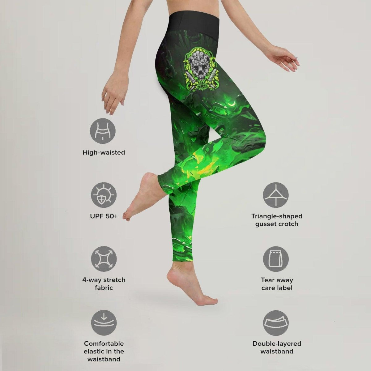 Green Panda Skull Leggings - BattleFitGear