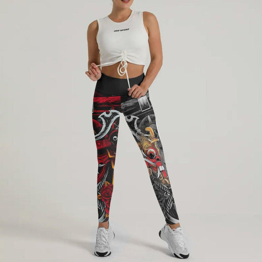 Japanese Red Demon Samurai Leggings - BattleFitGear