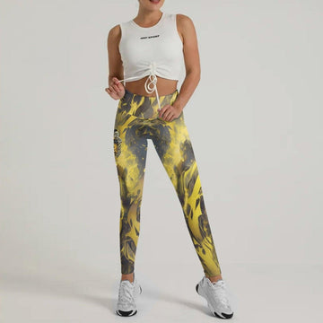 Golden Panda Skull Leggings - BattleFitGear