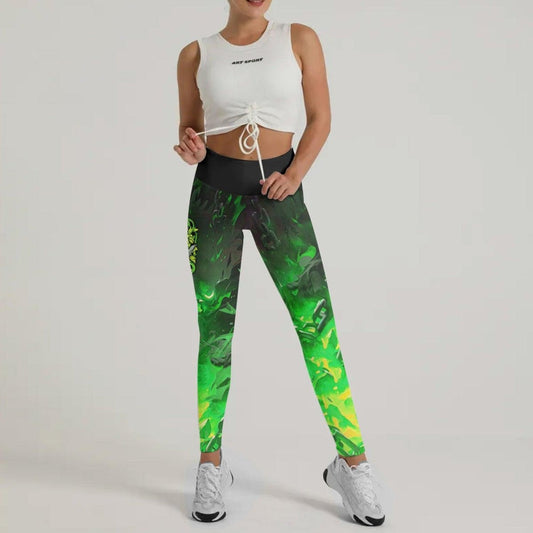 Green Panda Skull Leggings - BattleFitGear