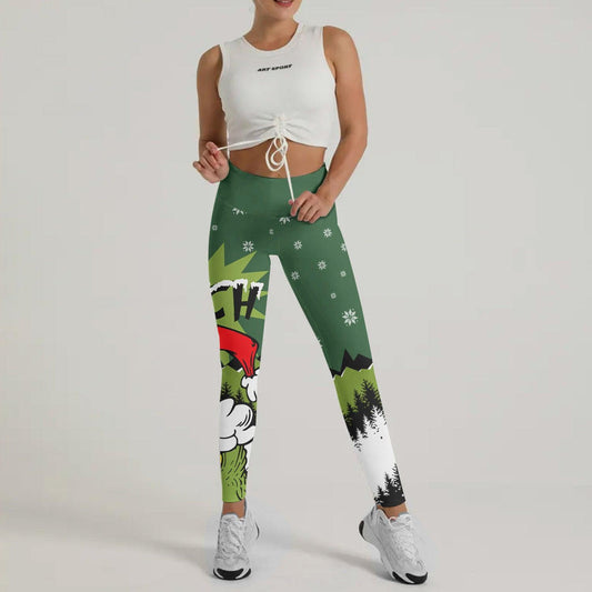 Grinch Santa Clause Leggings, Woman's Yoga Pants