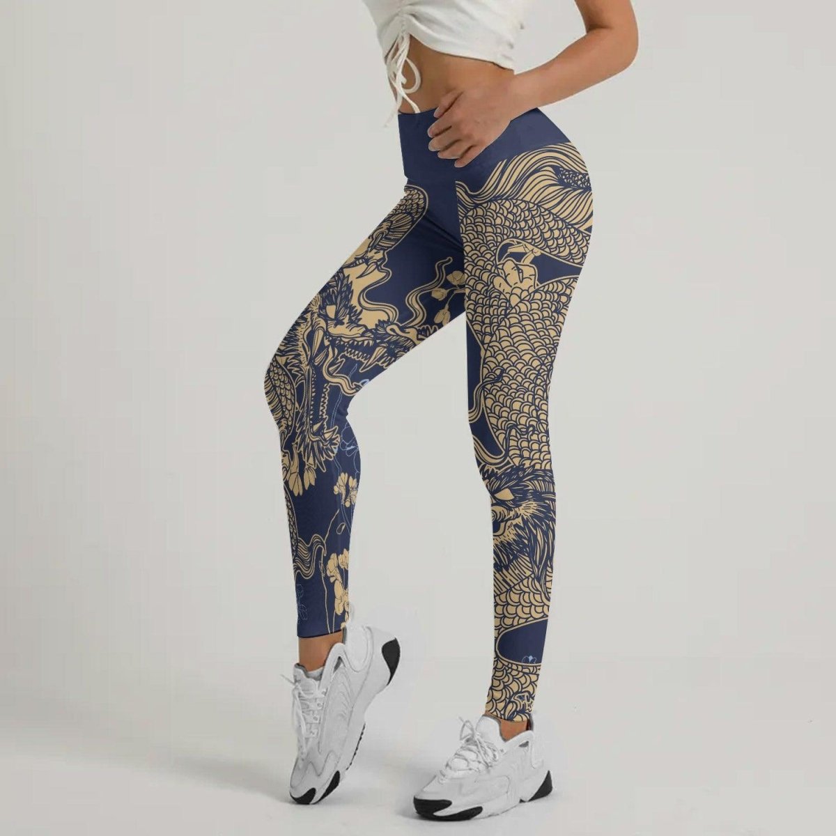 Flower Chinese Dragon Leggings - BattleFitGear