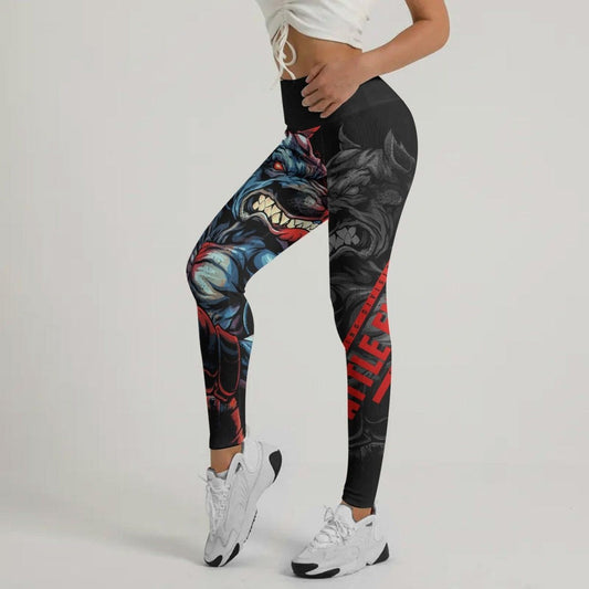 Red Rage Pitbull Boxing Leggings - BattleFitGear