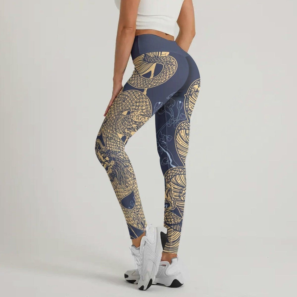 Flower Chinese Dragon Leggings - BattleFitGear