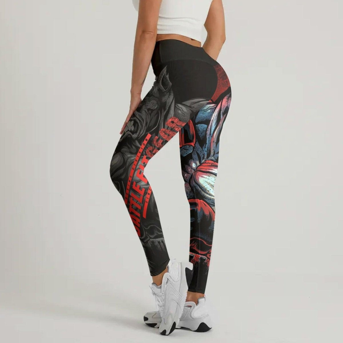 Red Rage Pitbull Boxing Leggings - BattleFitGear