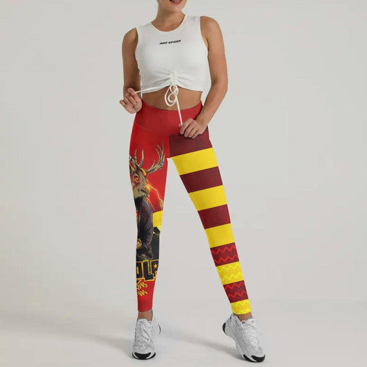 Hudolph The Red Belt Reindeer Leggings - BattleFitGear