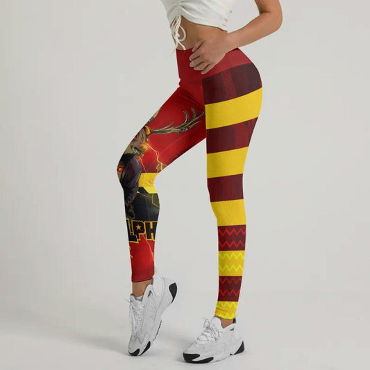 Hudolph The Red Belt Reindeer Leggings - BattleFitGear