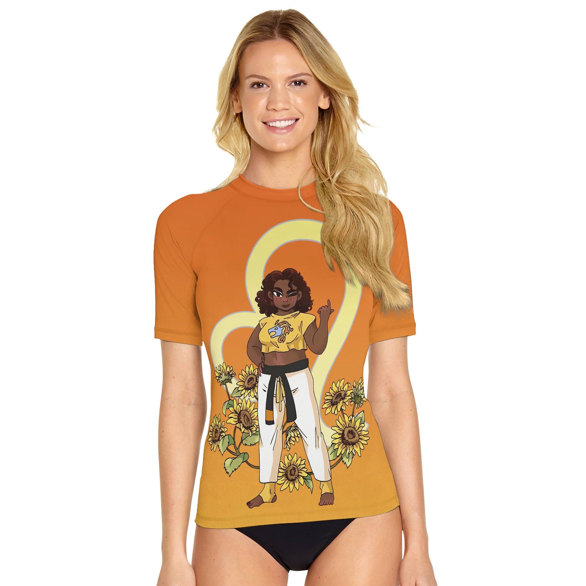 Leo Zodiac Mom Women's Short Sleeve Rash Guard