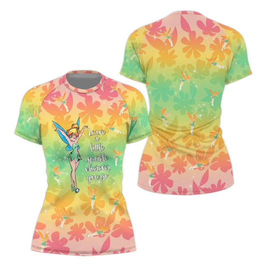 Lovely Tinker Bell Women's Short Sleeve Rash Guard - BattleFitGear