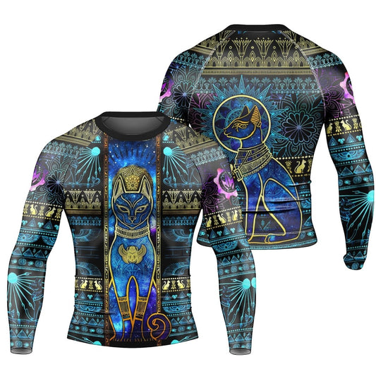 Bastet Galaxy Men's Long Sleeve Rash Guard - BattleFitGear