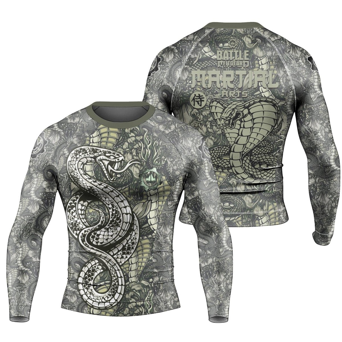 Samurai Cobra And Dragon Long Sleeve Rash Guard - BattleFitGear