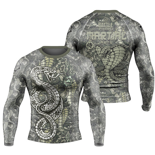 Samurai Cobra And Dragon Long Sleeve Rash Guard - BattleFitGear