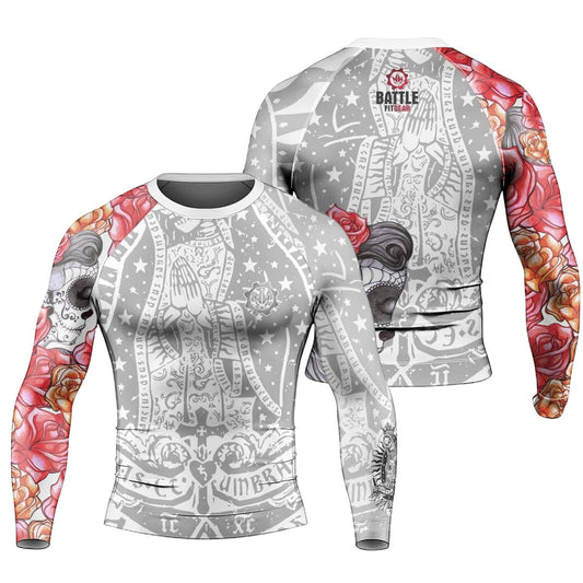 La Santa Muerte Men's Long Sleeve Rash Guard - BattleFitGear