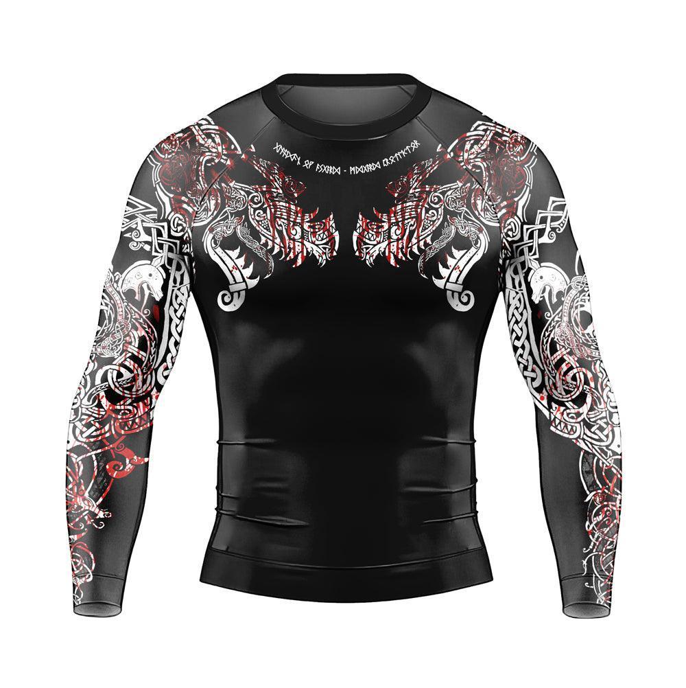 Battlefitgear Geri & Freki Blood Tattoo Men's Long Sleeve Rash Guard