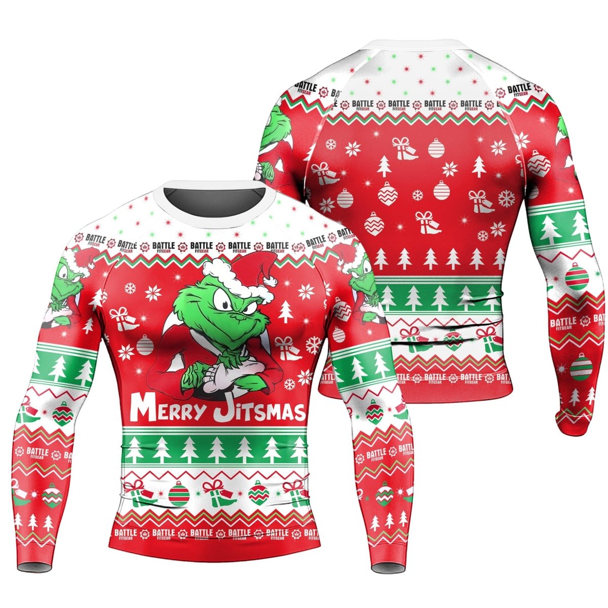 Funny Santa Grinch Long Sleeve Rash Guard - BattleFitGear