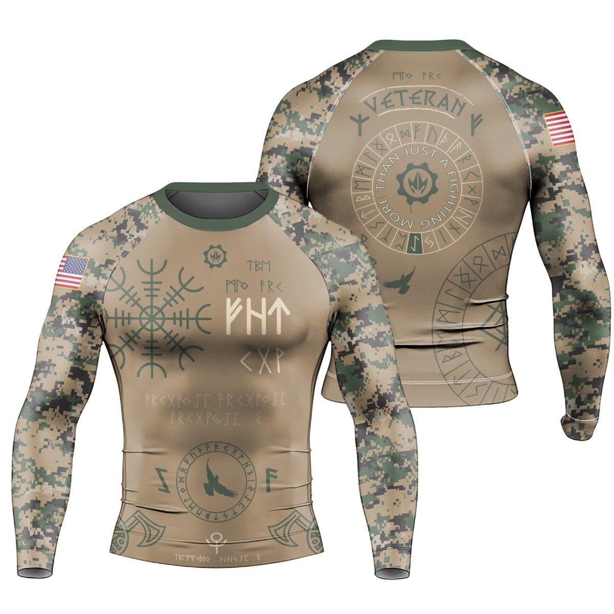 Marine Veteran Viking Men's Long Sleeve Rash Guard - BattleFitGear