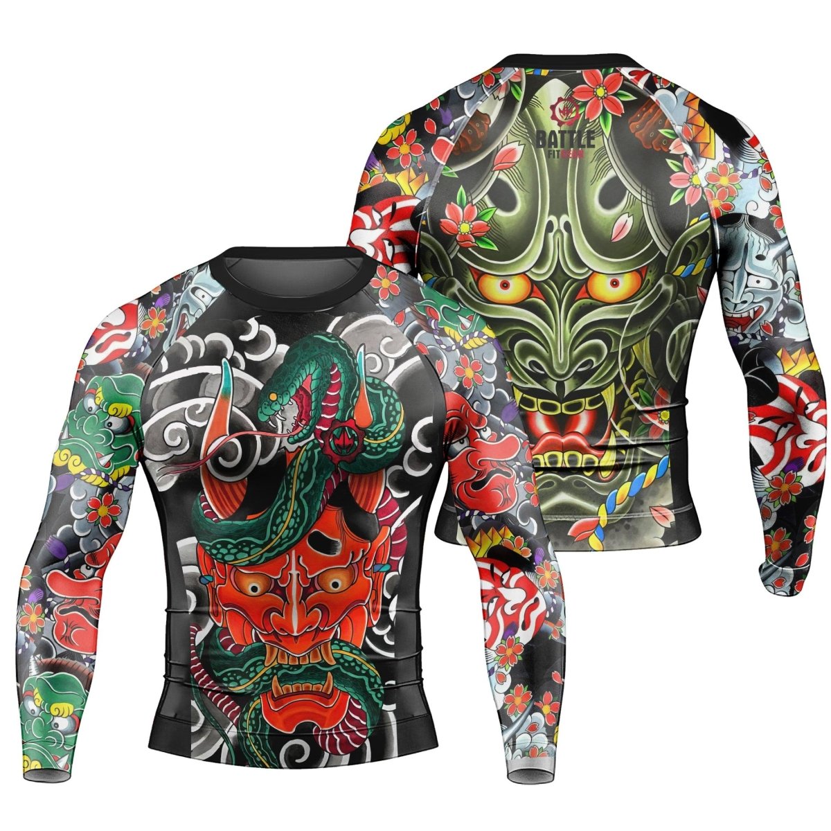 Japanese Viper Oni Men's Long Sleeve Rash Guard - BattleFitGear