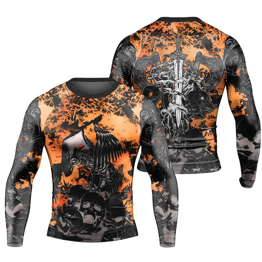 Raven Skull Men's Long Sleeve Rash Guard - BattleFitGear