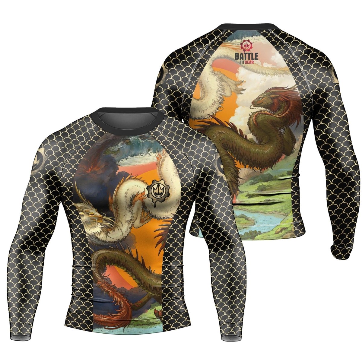 Twin Dragon Long Sleeve Rash Guard - BattleFitGear