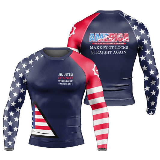 American Flag Blue Long Sleeve Rash Guard - BattleFitGear