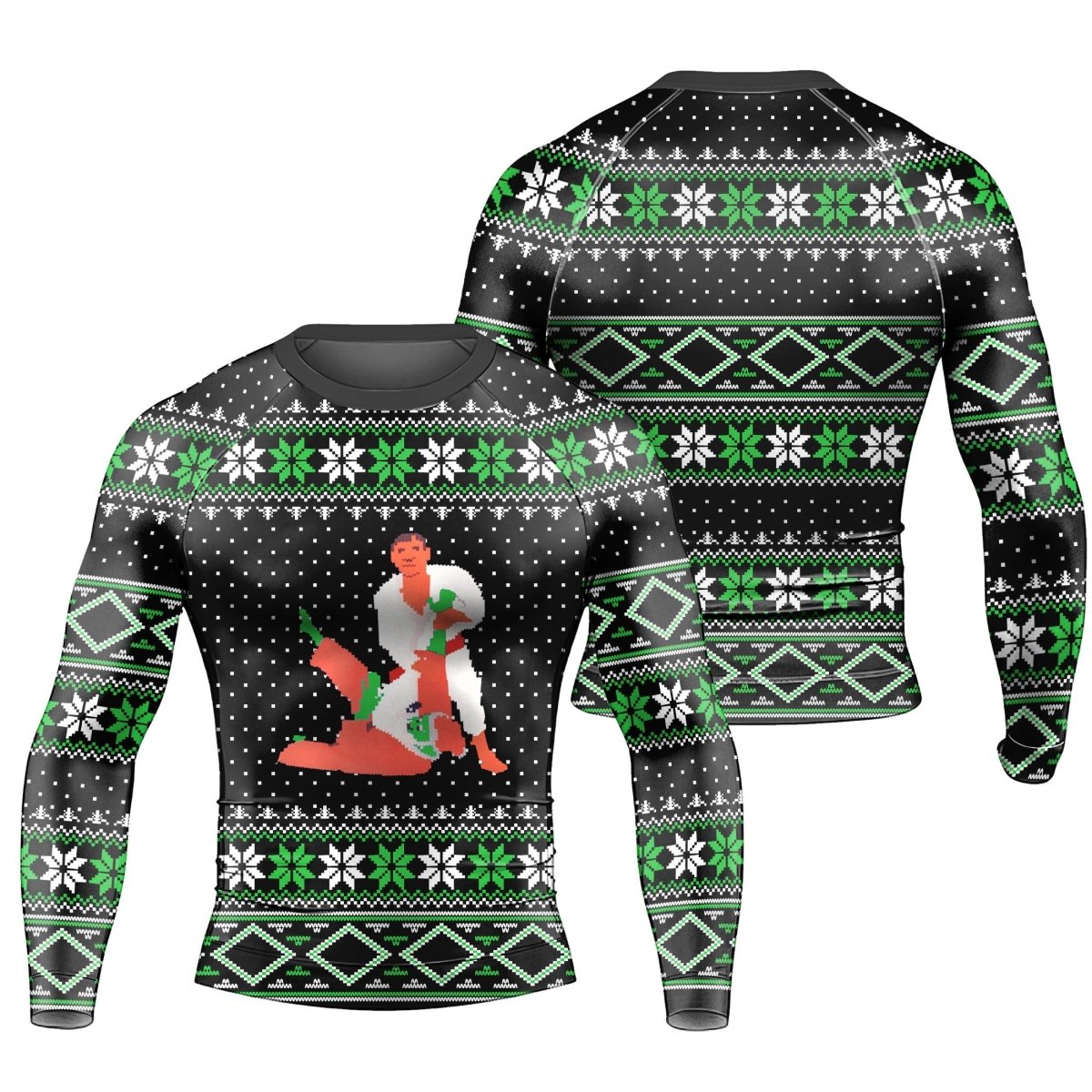 Santa Christmas Man Long Sleeve Rash Guard - BattleFitGear