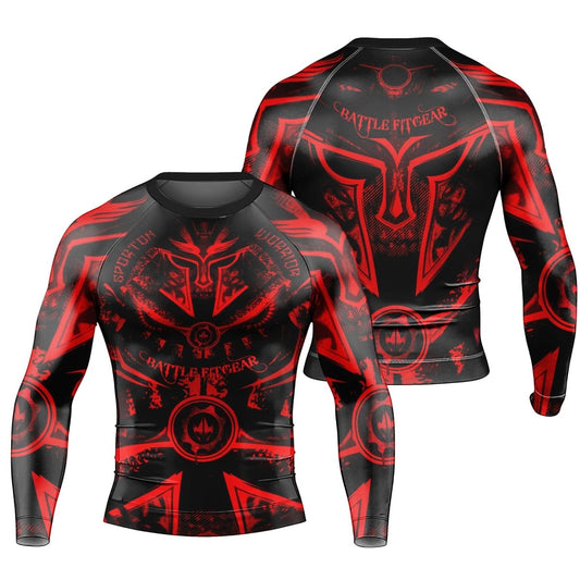 Spartan Red Men's Long Sleeve Rash Guard - BattleFitGear