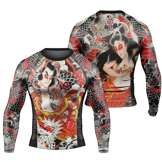 Kumonryu Shishin VS Tamatori Hime Men's Long Sleeve Rash Guard - BattleFitGear