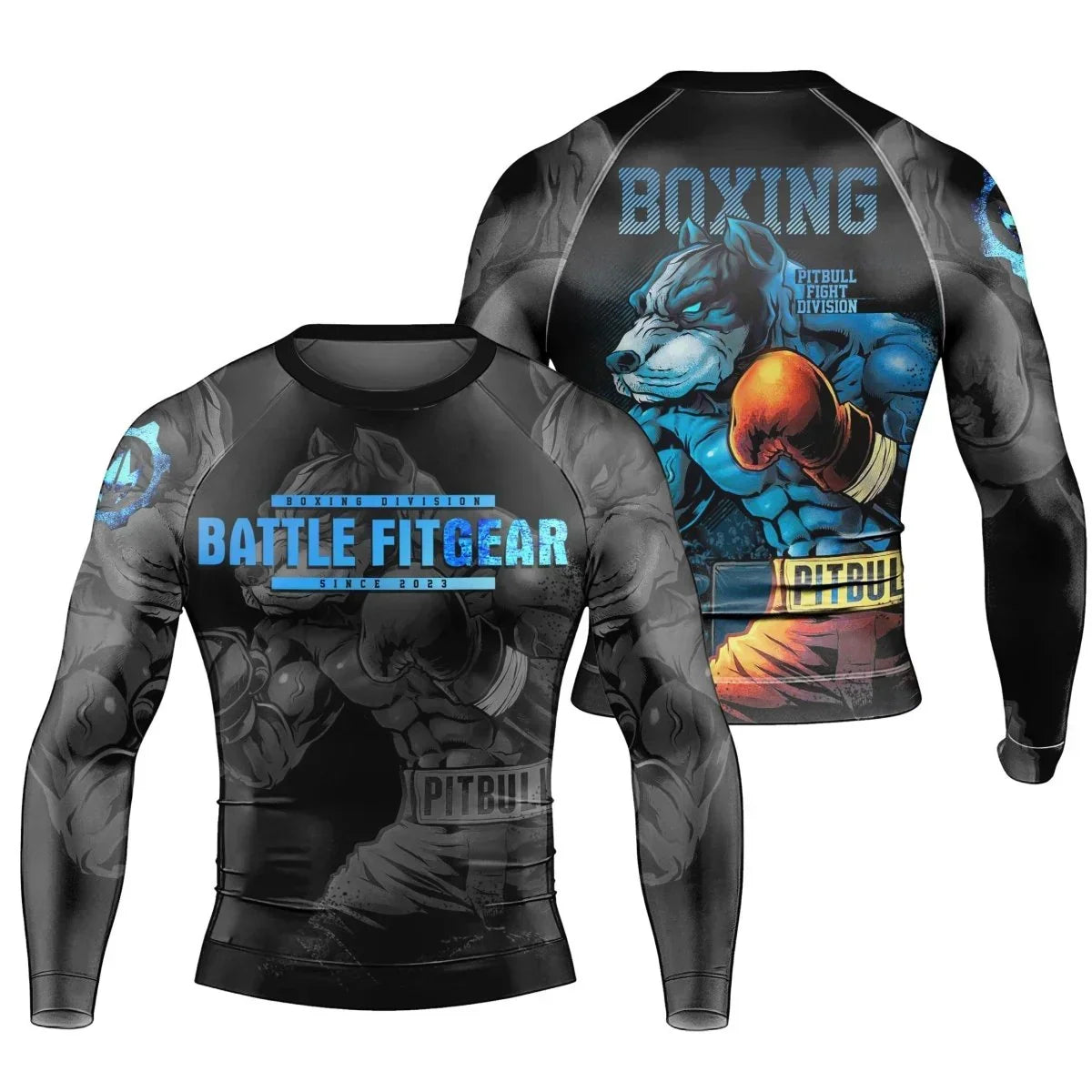 Pitbull Boxing Men Long Sleeve Rash Guard | Pitbull Compression Shirt