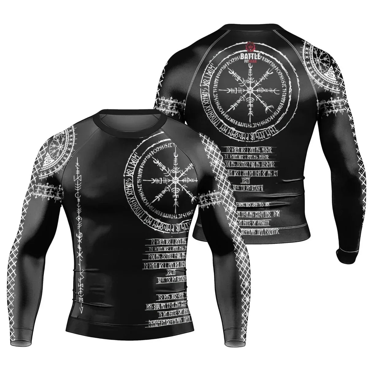 Vikings Shield Runes Men's Long Rash Guard | Viking Compression Shirt
