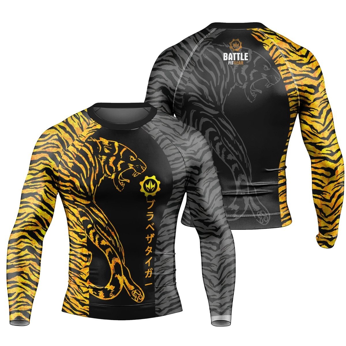 Tiger's Reflection Men's Long Sleeve Rash Guard - BattleFitGear