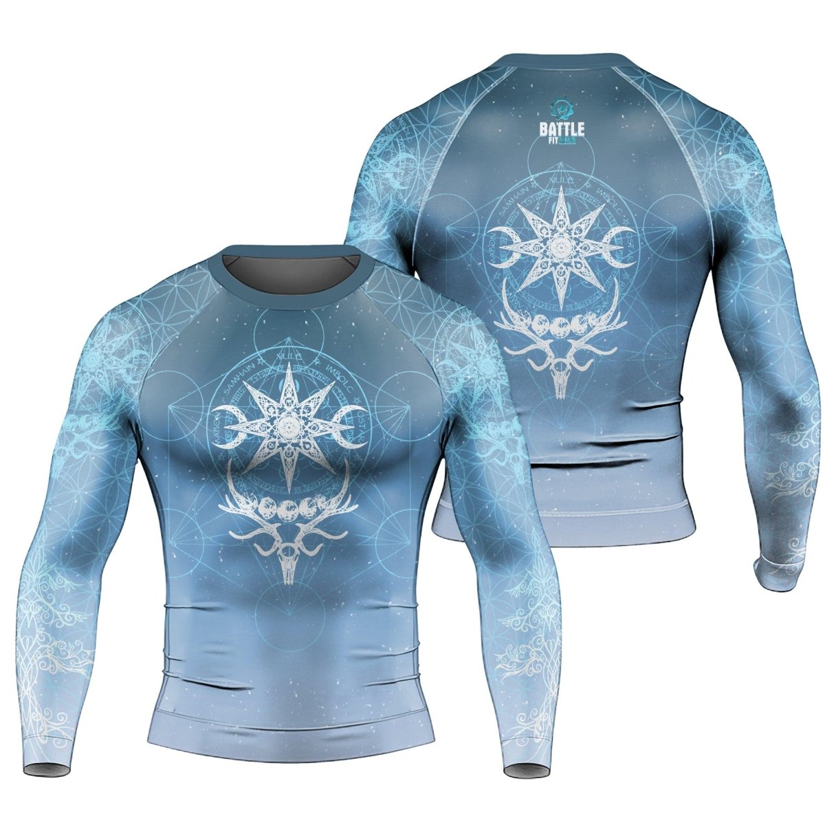 Light Blue YULE Vikings Men's Long Sleeve Rash Guard - BattleFitGear