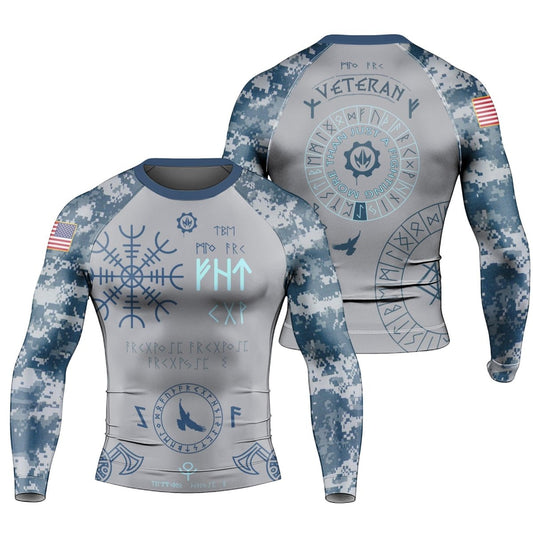 Navy Veteran Viking Men's Long Sleeve Rash Guard - BattleFitGear