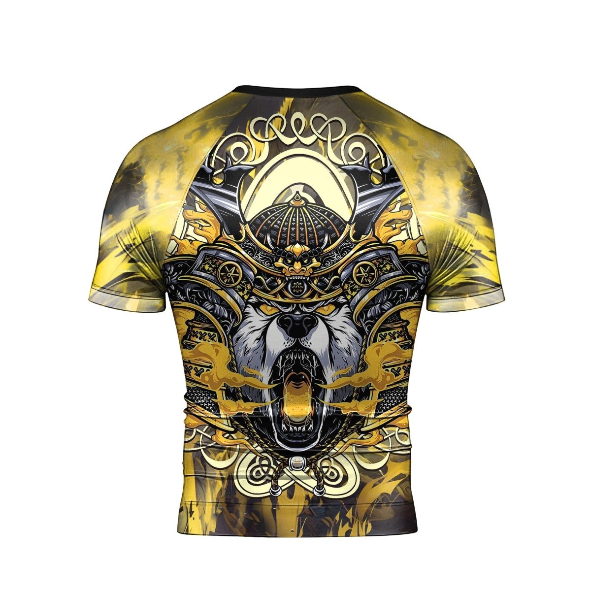 Golden Panda Skull Short Sleeve Rash Guard - BattleFitGear