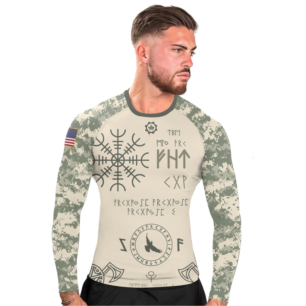 Army Veteran Viking Men's Long Sleeve Rash Guard - BattleFitGear