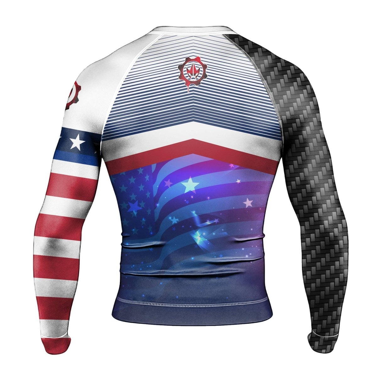 American Flag White Long Sleeve Rash Guard - BattleFitGear