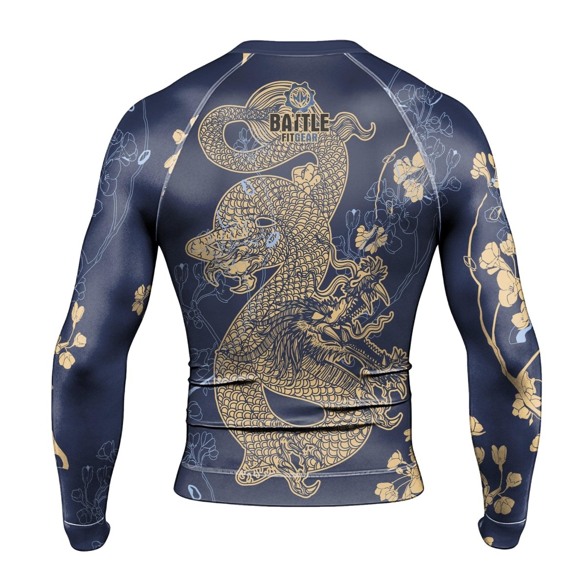 Flower Chinese Dragon Long Sleeve Rash Guard - BattleFitGear