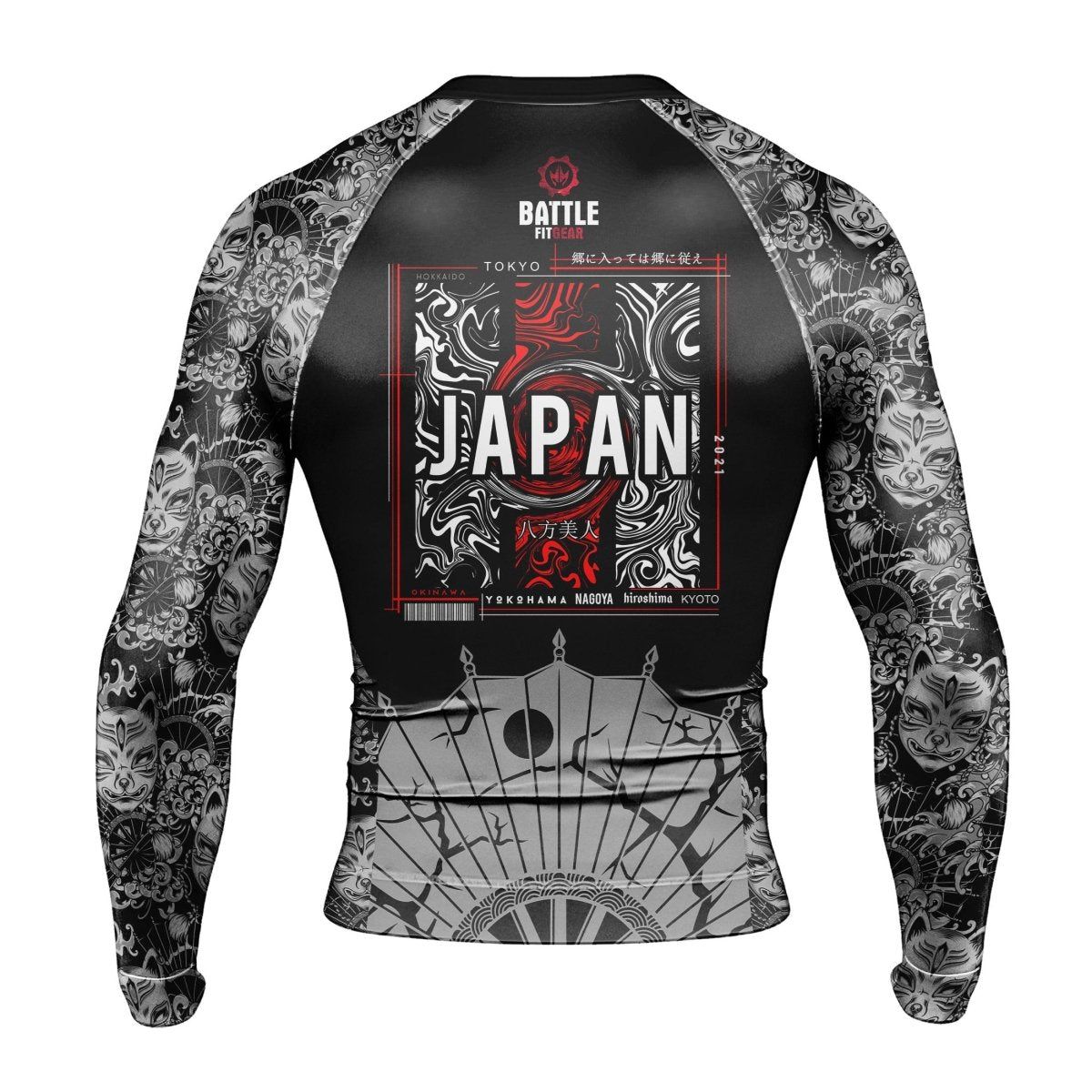 Samurai VS Dragon Men's Long Sleeve Rash Guard - BattleFitGear