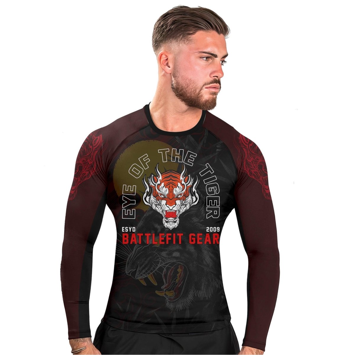 Shadow Tiger Long Sleeve Rash Guard - BattleFitGear