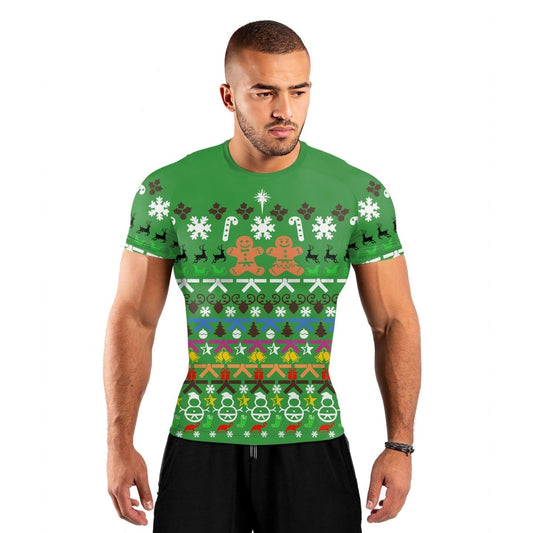 Christmas Gingerbread Short Sleeve Rash Guard - BattleFitGear