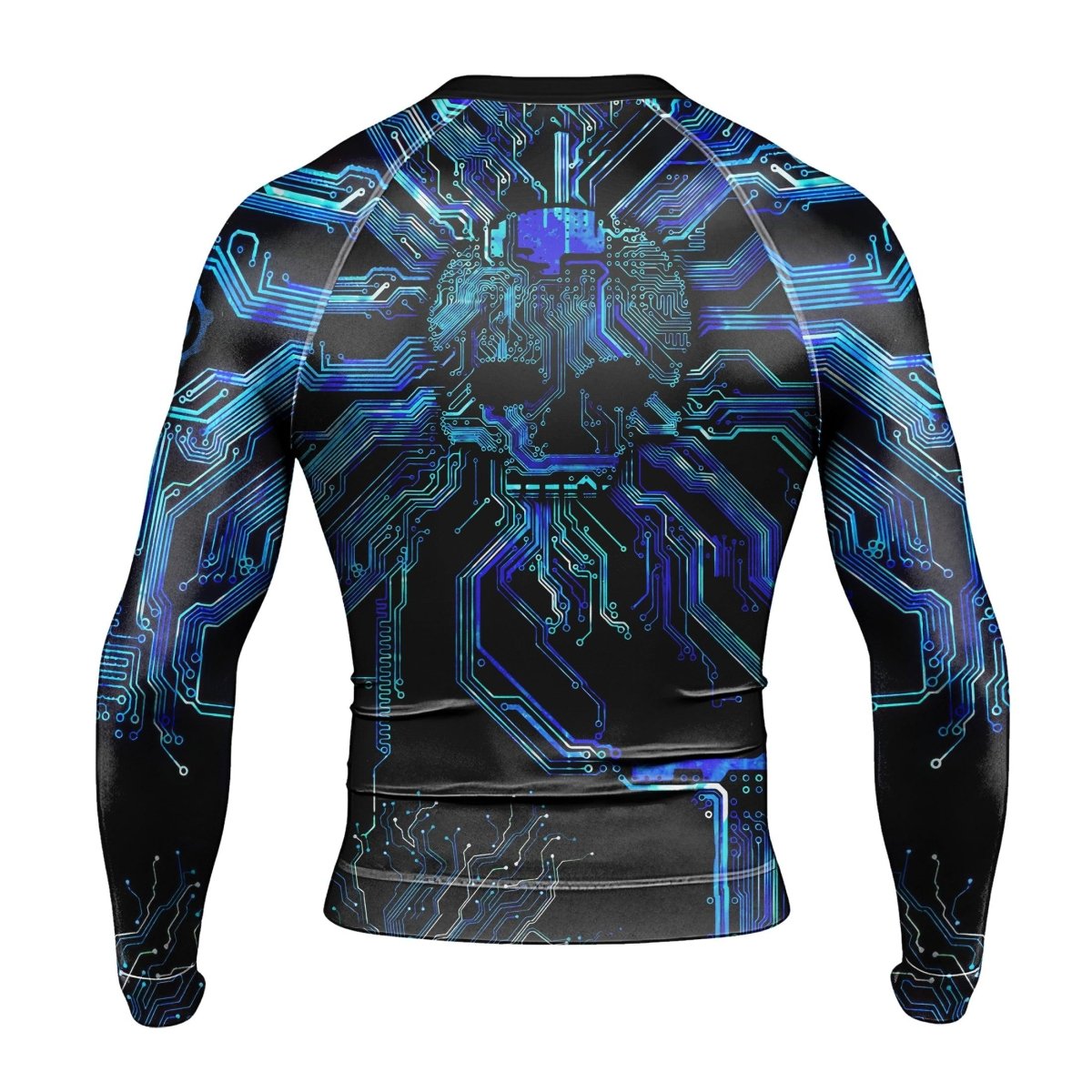 Glowing Circuit Men's Long Sleeve Rash Guard - BattleFitGear