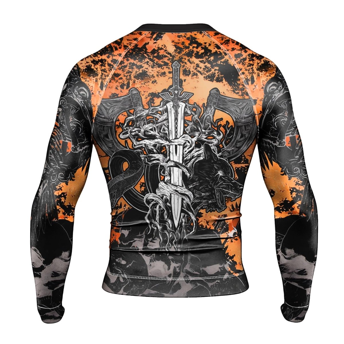 Raven Skull Men's Long Sleeve Rash Guard - BattleFitGear