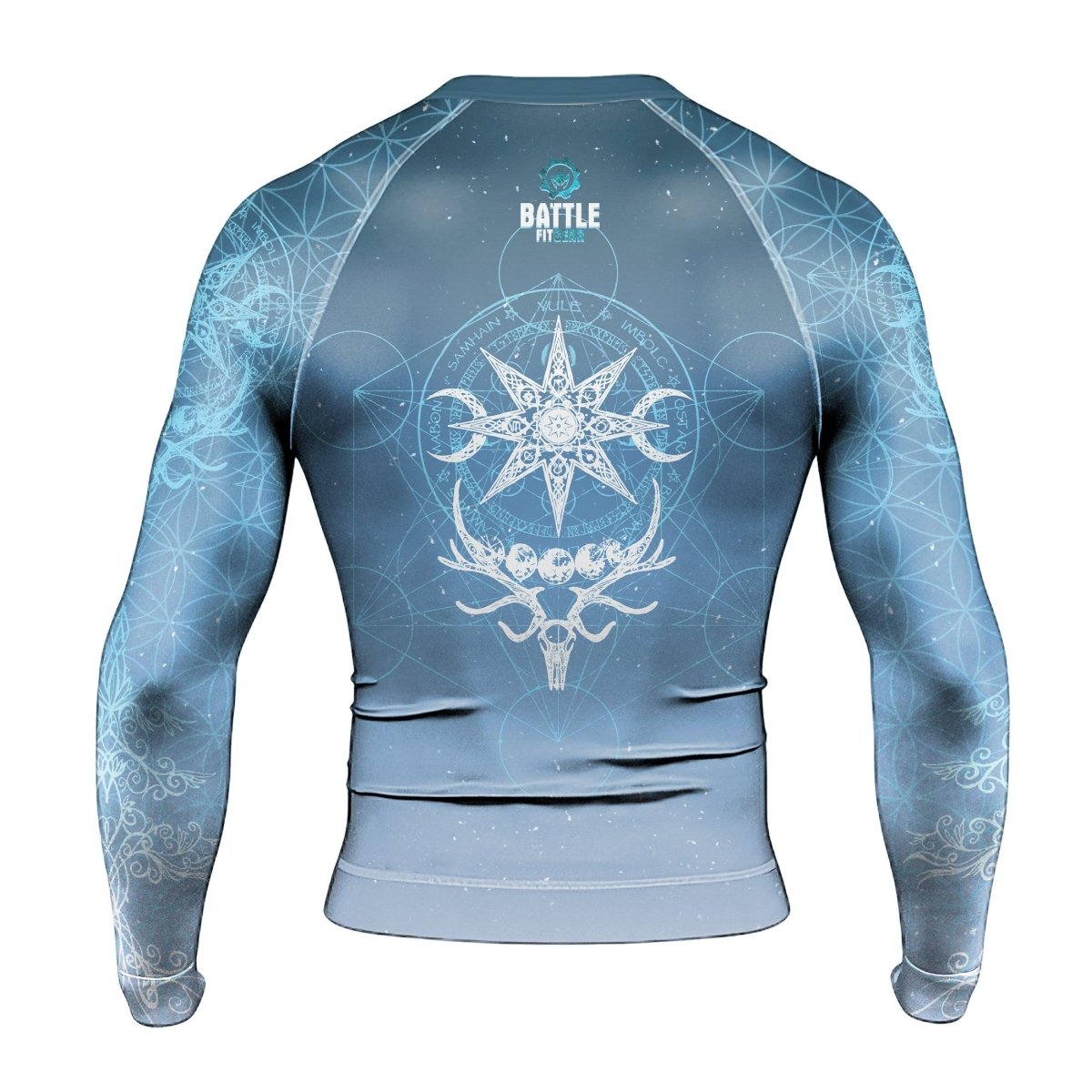 Light Blue YULE Vikings Men's Long Sleeve Rash Guard - BattleFitGear